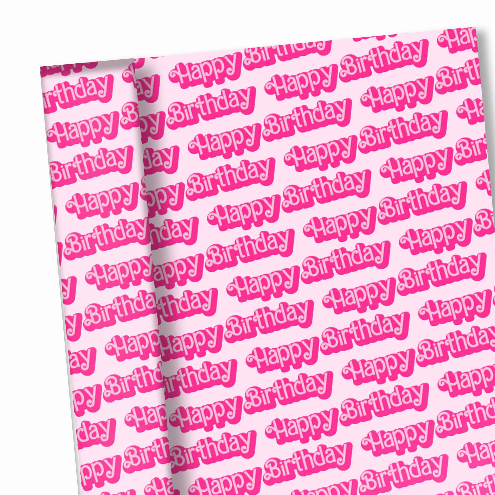Pink Doll Happy Birthday Wrapping Paper Roll, Cute y2k Handmade Gift Wrapping Paper, Present for Her
