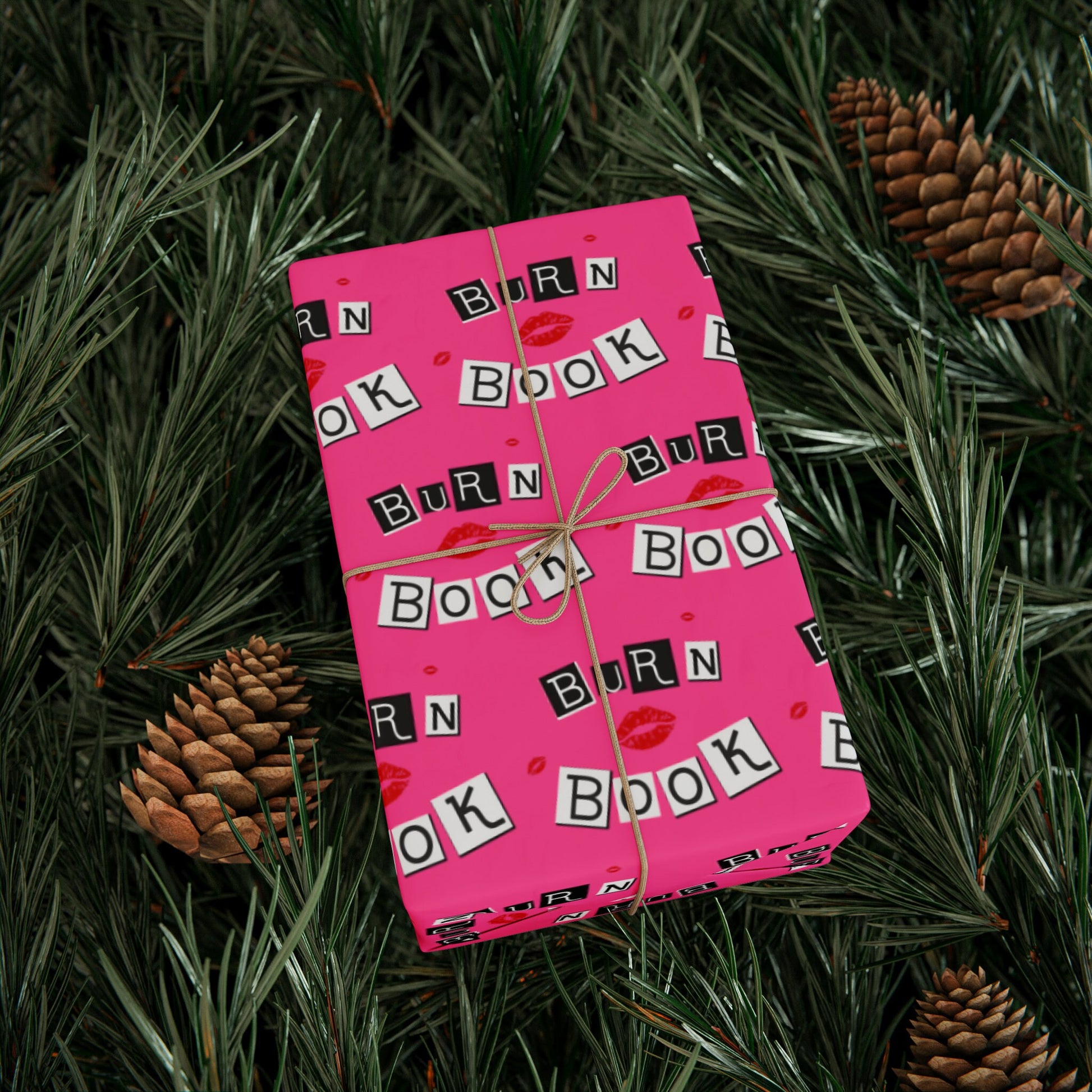 Burn Book Pink Girls Wrapping Paper Roll, Cute y2k 90s Nostalgia, Funny Mean Handmade Gift Present Paper