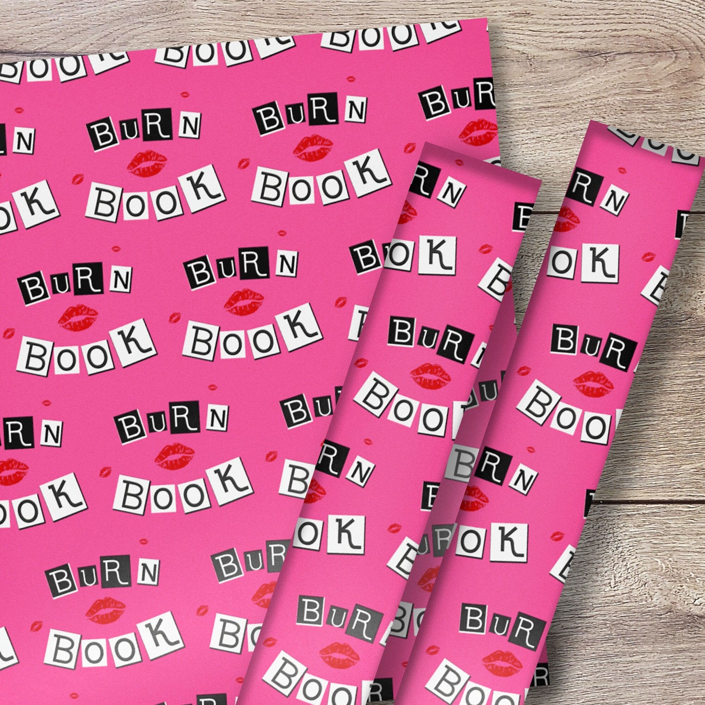 Burn Book Pink Girls Wrapping Paper Roll, Cute y2k 90s Nostalgia, Funny Mean Handmade Gift Present Paper