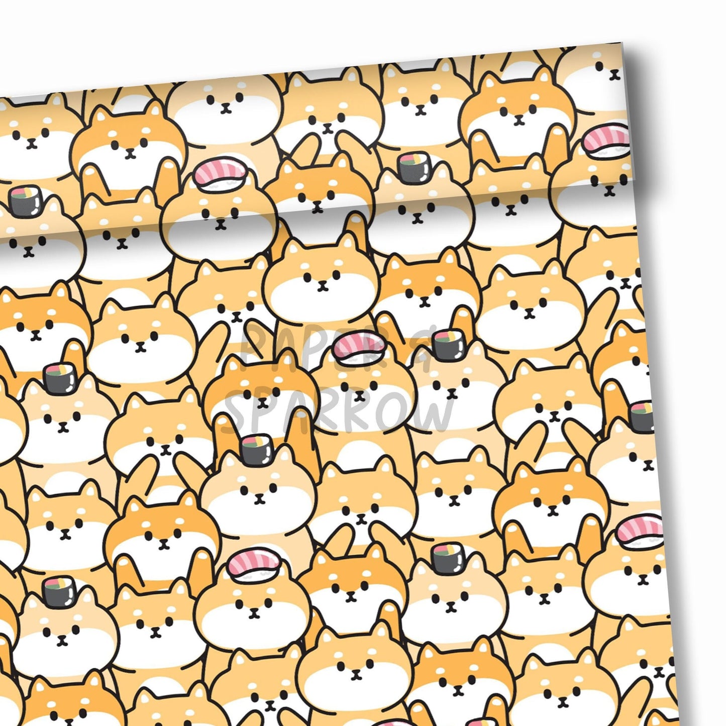 Shiba Inu Kawaii Dog Wrapping Paper, Birthday Wrapping Paper, Cute Gift Wrap, Kids Gift Present Paper Roll for Her